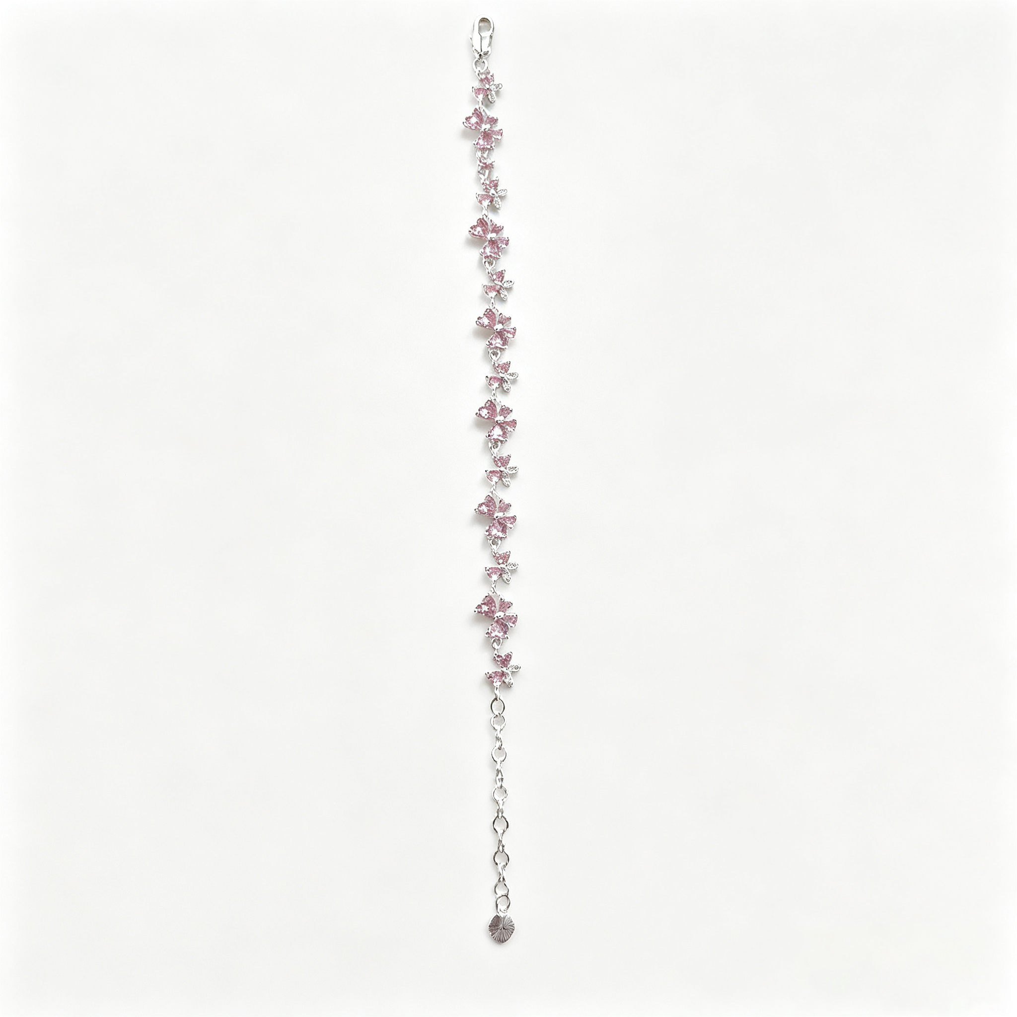 YJ---Pink Butterfly Silver Bracelet | Dainty Girly Daily Jewelry