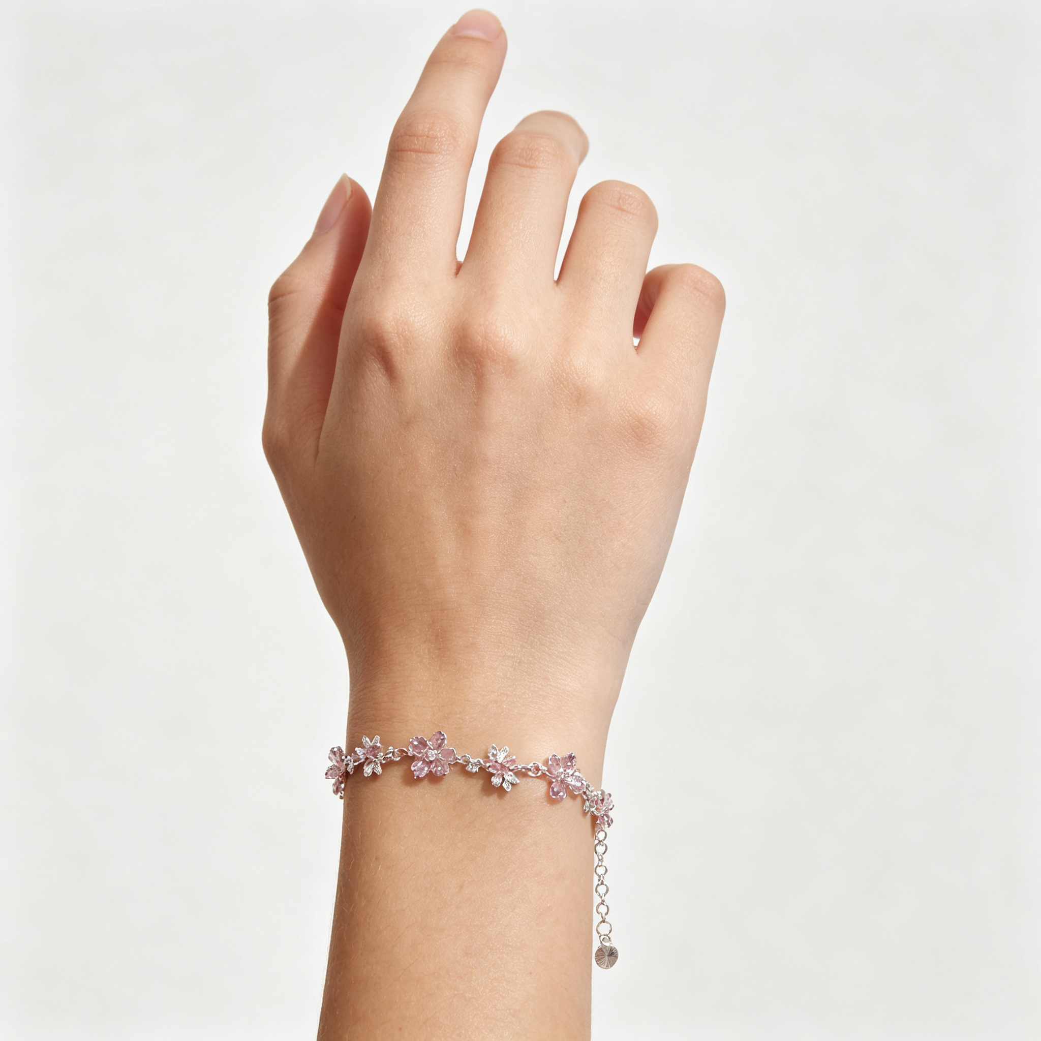 YJ---Pink Butterfly Silver Bracelet | Dainty Girly Daily Jewelry